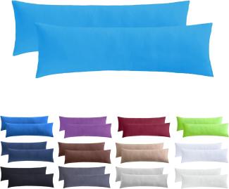 NatureMark 2er Pack Jersey Kissenbezug Kissenhülle Kissenbezüge Seitenschläferkissen Nackenkissen viele Größen und Farben ÖKO-TEX (40 x 145 cm (Seitenschläfer/Stillkissenbezug), Türkis)