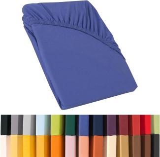 CelinaTex Relax Boxspringbett Wasserbett Spannbettlaken 180x200-200x220 cm royal blau Jersey Mako Baumwolle 160g/qm Laken