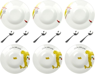 Retsch Arzberg Pastateller XL Ø 27 cm italienisches Design, (6 St), Inkl. Pastalöffel Spülmaschinengeeignet