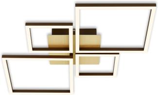 Briloner Leuchten - Deckenlampe LED, Stufenweise Dimmbar, schwenkbare Deckenleuchte LED, LED Frame, goldfarbig-braun, 750 x 470 x 73 mm