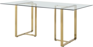Vente-unique - Esstisch für 6 Personen - Sicherheitsglas & Edelstahl - Transparent & Goldfarben - NILESA II von Pascal Morabito