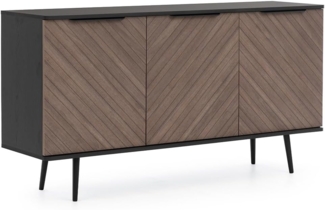 Lomadox Sideboard PRETORIA-132, Sideboard, Anrichte, 150cm breit, graphit mit braun in Holzoptik