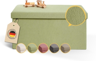 Laleni Sitzbank mit Stauraum groß - Truhenbank mit Stauraum 76x38 cm - Sitztruhe mit Stauraum - Bequemer Hocker mit Stauraum - Teddy Sitzbank für Kinder - Sitzkiste mit Stauraum - Sitzbox Grün