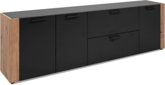 Finori Cento 57A Lowboard, anthrazit / Dekor Artisan Oak | Maße: B x H x T ca. 198 x 61 x 34,5 cm