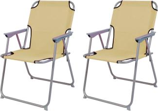 2'er Set Campingstuhl Stoff Oxfort Metall verschiedene Farben Beige