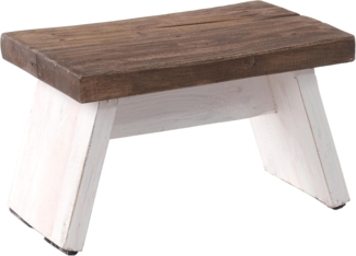 Fusshocker SCHEMEL Recyclingholz massiv 05 weiß-natur