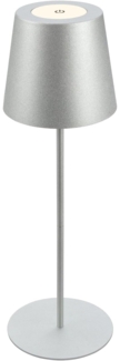 BRILONER - LED Tischlampe kabellos mit Touch, dimmbar in Stufen, höhenverstellbar, Nachttischlampe, Leselampe, LED lampe, Campinglampe, Tischleuchte, Akku Lampe, Outdoor, 36x10,5 cm, Silberfarbig