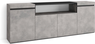 Skraut Home | Sideboard, Highboard | Kommode, Komodenschrank | 200 x 75 x 35 cm | 4 Türen | Wohnzimmer, Küche | Moderner Stil | Zement