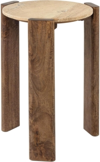 riess-ambiente Beistelltisch GATSBY 60cm braun · Ablagetisch aus Naturstein & Mango-Massivholz (Einzelartikel, 1-St), Tischplatte aus Travertin mit Epoxidharz · Tischgestell aus Mangoholz