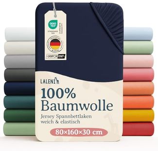 Laleni Jersey Spannbettlaken 80x160 cm Babybett 2er Set - Oeko-TEX zertifiziertes Hausbett Spannbettlaken - Kinder Hausbett Bezug 100% Baumwolle - Spannbettlaken Hausbett - Baby Bettwäsche in Blau