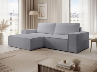 Selsey Ecksofa Hellgrau Sofa Mit Schlaffunktion Linksseitig Inkl. Bettkasten 240x167 cm Und Abnehmbare Rückenkissen Kleines Couch Sofa Modular Ottomane Kompakt Für Kleine Wohnräume Cord Bezug