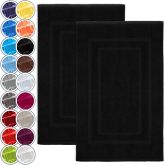 NatureMark 2er Pack Badvorleger Badematte | Premium Qualität | 100% Baumwolle | 50x80 cm | Duschvorleger Duschmatte Doppelpack | Farbe: Schwarz