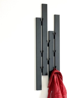 DanDiBo Garderobe Wand Schwarz Metall 96642 Wandgarderobe mit 8 Haken Schmal Flurgarderobe Modern Hakenleiste Garderobenhaken