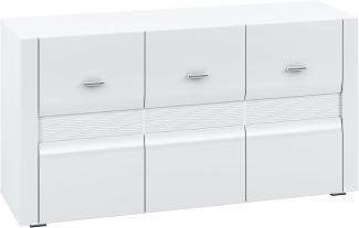 Kommode "Arko" Sideboard 138cm MDF weiß Hochglanz