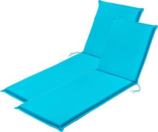 Traumnacht Komfort 2er Set Liegenauflagen Outdoor aqua mit abnehmbarem Bezug, 190 x 58 x 6 cm, Öko-Tex zertifiziert, produziert nach deutschem Qualitätsstandard