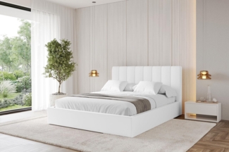 ALTDECOR Polsterbett STERA (Polsterbett mit Bettkasten und Lattenrost, Boxbett ohne Matratze), Doppelbett mit Stauraum, Bett mit Kopfteil