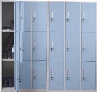 Schließfach Boston T829, Schließfachschrank Wertfachschrank Spind, Metall 18 Fächer ~ blau