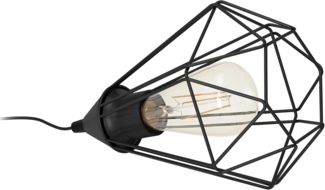 Eglo 94192 Tischleuchte TARBES E27 1X40W Stahl schwarz H:26,5cm Ø17,5cm mit Kabelschalter