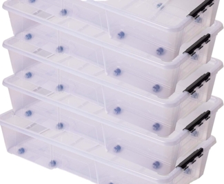 ONDIS24 Aufbewahrungsbox Unterbettbox Jolly Rollbox mit Deckel 25/35L Spielzeugkiste (5 St), transparent, stapel,- und nestbar