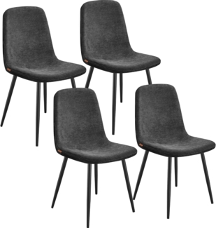VASAGLE Esszimmerstuhl 4er Set, Küchenstuhl, Polsterstuhl, Metallbeine, verstellbare Füße, pflegeleicht, Chenille-Gewebe, PU mit von Gletschern inspiriertem Muster,von SONGMICS, schiefergrau KDCDE188G01