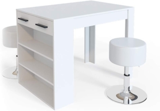 Vicco Esstisch-Set Weiß 67 x 100 cm mit 2 Hockern, Repose