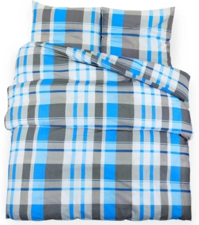 vidaXL Bettwäsche-Set Blau und Grau 135x200 cm Baumwolle 136070