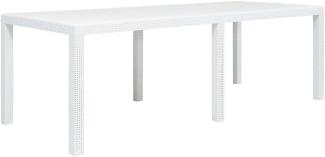 vidaXL Gartentisch Weiß 220x90x72 cm Kunststoff Rattan-Optik 45607