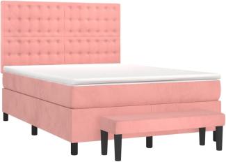 vidaXL Boxspringbett mit Matratze Rosa 140x190 cm Samt 3138084