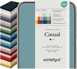 Schlafgut Spannbettlaken CASUAL u.a. in Gr. 90x200, 140x200 oder 180x200 cm, 100% Bio-Baumwolle, Jersey, Gummizug: rundum, (1 Stück), Bettlaken für Matratzen bis 25 cm Höhe, zuverlässig, langlebig, weich