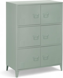 Industrial Wohnen 6-türiger Spindschrank Büroschrank Stahl 80x113x40cm grün