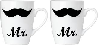 Kaffee Becher Mr & Mr aus Porzellan in Geschenkpackung