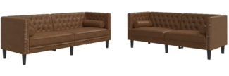 vidaXL 2-tlg. Chesterfield-Sofa-Set Braun Kunstleder Wildleder-Optik 3209300