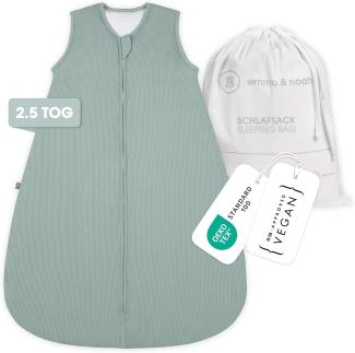 emma & noah Baby Schlafsack 2.5 TOG, Strampelsack für den Herbst und Winter in vielen Farben, Bio-Baumwolle, OEKO-TEX Zertifiziert, Schlafsack für Neugeborene (Essential Mint, 100 cm)