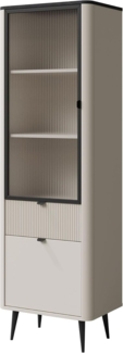 Vitrine Rotevio 1S1D1W RE03 (Farbe: Cashmere / Cashmere + Steingrau)