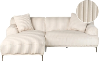3-Sitzer Ecksofa Cord cremeweiß rechtsseitig STENUM