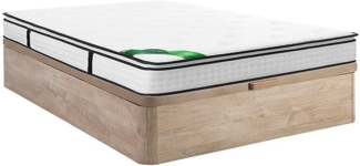 Vente-unique - Bett-Set 160x200 cm, Bettkasten natur hell + 7-Zonen-Taschenfederkernmatratze mit integriertem Topper und Bambusbezug, Höhe 26 cm - MIREZA von NATUREA