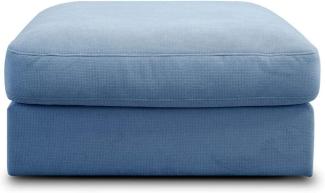 CAVADORE Hocker "Fiona"/ XXL-Fußbank, Polsterbank im modernen Design / 97 x 48 x 97 / Webstoff hellblau