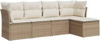 vidaXL 5-tlg. Garten-Sofagarnitur mit Kissen Beige Poly Rattan 3217558