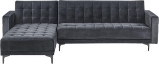 4-Sitzer Ecksofa Samtstoff schwarz rechtsseitig mit Schlaffunktion ABERDEEN