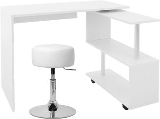 Schreibtisch mit Sitzhocker 150x88x75 cm Weiß aus MDF ML-Design