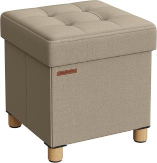 Songmics Sitzhocker mit Stauraum, kleine klappbare Sitzbank, 38x38 cm Fußbank, Aufbewahrungsbox, bis 300 kg belastbar, für Wohnzimmer Schlafzimmer Schlafsaal, Kamelbraun