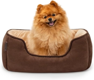 lionto Tierkissen 2-in-1 Hundebett in Wildlederoptik, mit Wendekissen, braun/beige, 60x50 cm