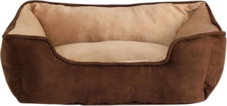 lionto Tierkissen 2-in-1 Hundebett in Wildlederoptik, mit Wendekissen, braun/beige, 60 cm x 50 cm