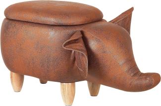 Beliani Pouffe pet with storage dark brown eco leather ELEPHANT