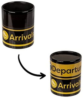 Tasse mit Flughafen Motiv 300ml Steingut Farbwechseltasse Thermotasse