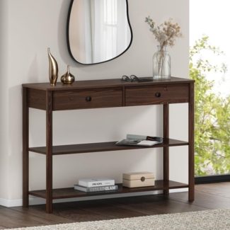 IDIMEX Konsolentisch APOANA, Flurtisch schmal mit 2 Schubladen aus Massivholz nussbaum farben