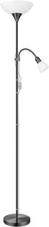 Eglo 93917 Standfluter UP 2 Stahl nickel-nero, Kunststoff, Glas weiss E27,E14 max. 1X60W,1X18W H:176,5cm Ø27,5cm mit Kabelschalter