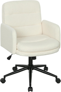 HOMCOM Bürostuhl mit Bouclé-Optik höhenverstellbar Bürostuhl mit Wippfunktion (Drehstuhl, 1 St), bis 120 kg belastbar für Schlafzimmer, Arbeitszimmer, Cremeweiß