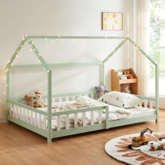 Hausbett Hesel mit Rausfallschutz 120x200cm Mintgrün [en. casa]