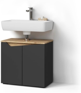 Livinity® Waschbeckenunterschrank Timavo, Anthrazit/Anthrazit, 60x57.5 cm mit 2 Türen